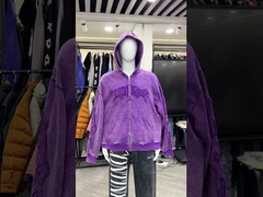Sweat à capuche lourd vintage zippé délavé à l'acide French Tetty avec logo patch brodé personnalisé OEM