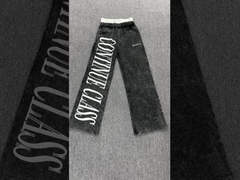 Pantalon de survêtement streetwear personnalisé OEM, jambe droite large, ample, délavage à l'acide, vintage, molleton français, double