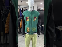 Cadeau personnalisé à la mode de haute qualité Jacket universitaire de chenille Embroidery logo en cuir Manche bouton vers le haut Université