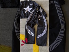 Fabricant de survêtements personnalisés Broderie Veste zippée Ensemble jogging Pantalon de survêtement en nylon à blocs de couleurs Pantalon de survêtement coupe-vent