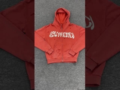 Sweat-shirts à capuche en coton épais délavé et décoloré style vintage d'usine, logo personnalisé pour hommes, fermeture éclair, coupe surdimensionnée vieillie
