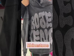 Sweat-shirts à capuche personnalisés OEM Marque Streetwear Strass Épaules tombantes Surdimensionné Délavage acide Vintage Détruit