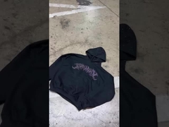 Sweat à capuche personnalisé en strass, polaire délavée à l'acide, épais, vieilli, délavé par le soleil, surdimensionné, streetwear